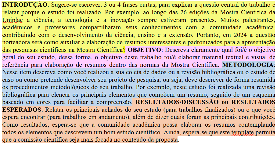 Esquema-exemplo de como escrever um resumo