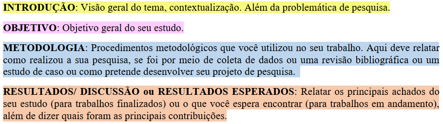 Esquema-exemplo de como escrever um resumo